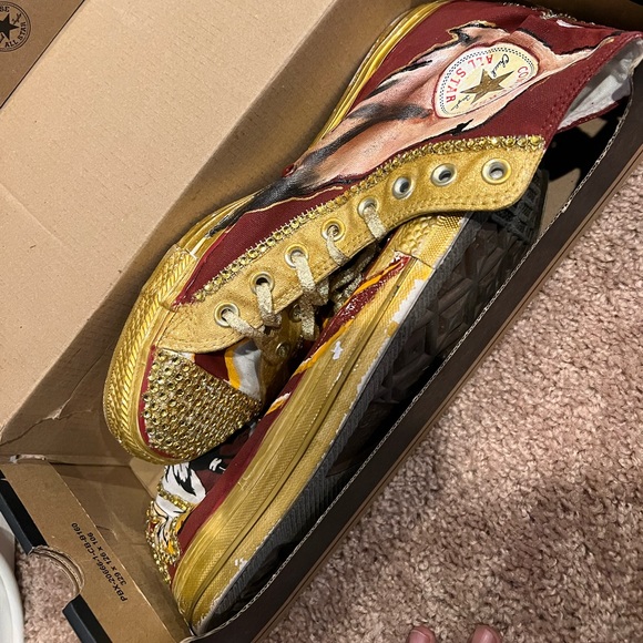 Handcrafted Redskin Football color Converse size 9.5W/7.5M - Picture 2 of 8